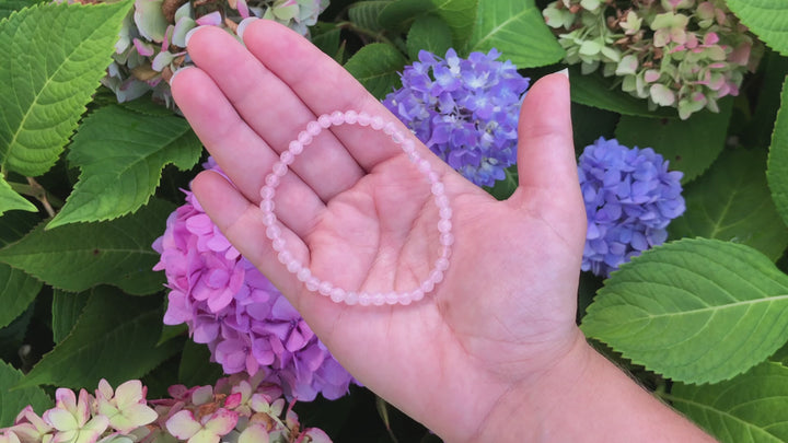 Rose Quartz 4mm Beaded Gemstone Bracelet video