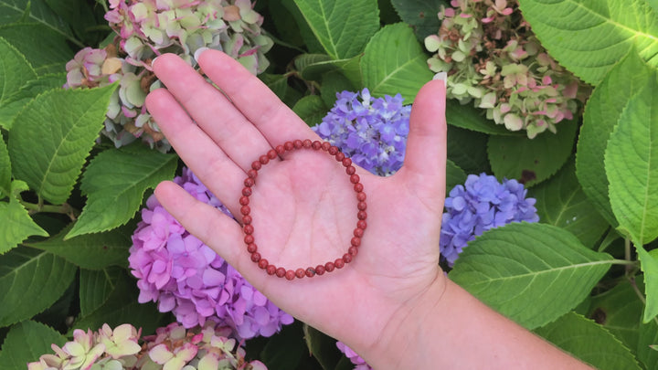 Red Jasper 4mm Beaded Gemstone Bracelet video