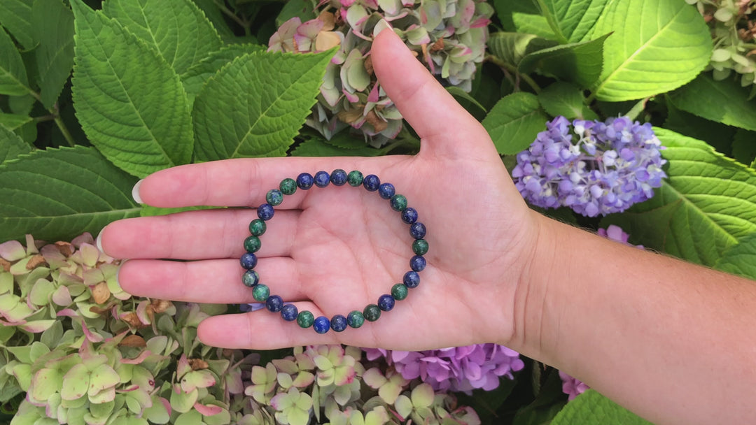 Azurite 6mm Beaded Gemstone Bracelet Video.