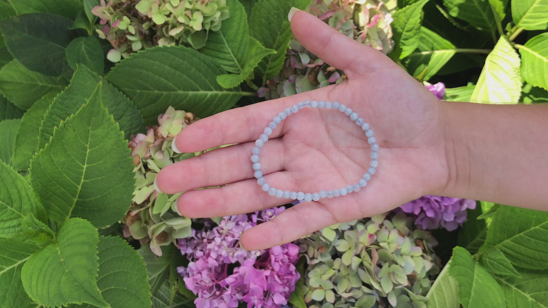 Aquamarine 4mm Beaded Bracelet video