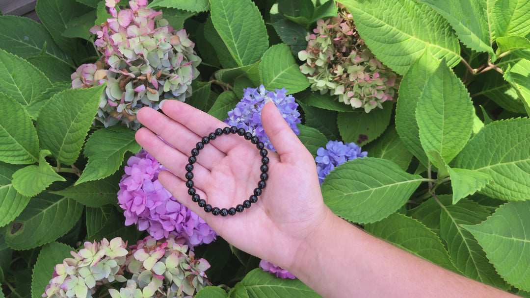 Black Agate 6mm Beaded Gemstone Bracelet Video