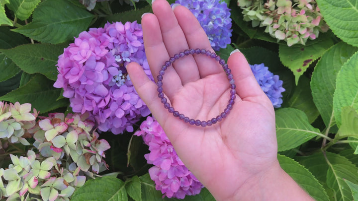 Amethyst 4mm Beaded Gemstone Bracelet