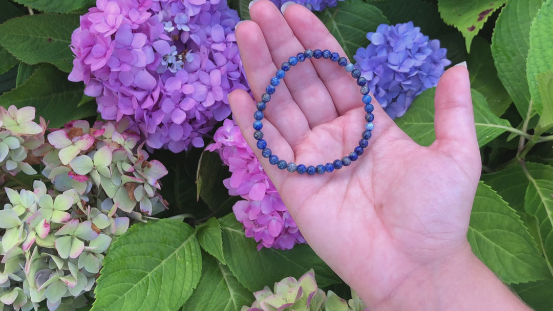 Lapis Lazuli 4mm Beaded Gemstone Bracelet Video