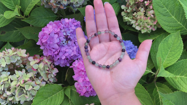 Fluorite 6mm Beaded Gemstone Bracelet Video.