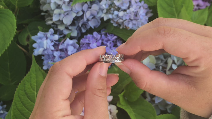 Sterling Silver Heart Crown Infinity Ring