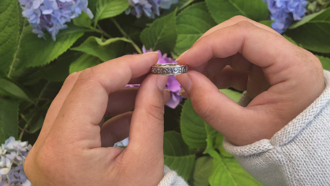 Sterling Silver Moon and Stars Band