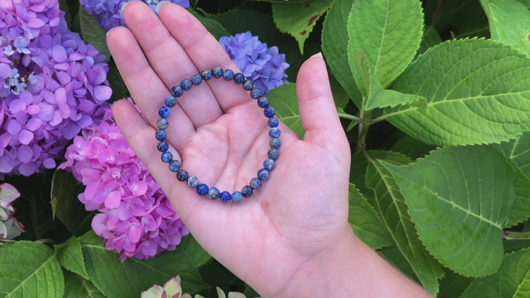 Lapis Lazuli 6mm Beaded Gemstone Bracelet Video.