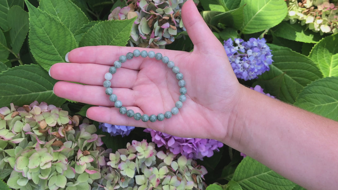 Jadeite 6mm Beaded Gemstone Bracelet video