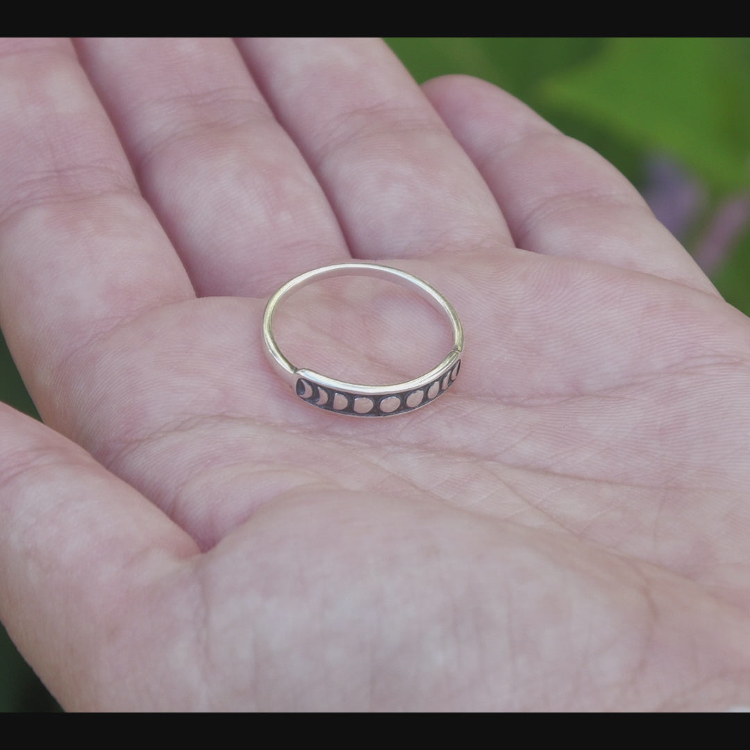 Moon Phases Sterling Silver Ring