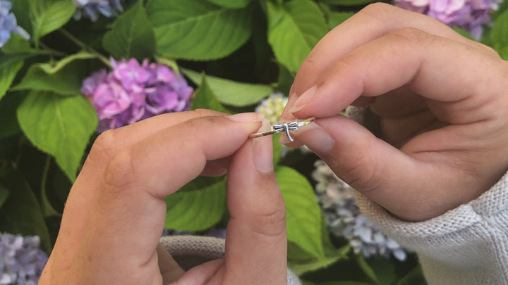 Tiny Dragonfly Sterling Silver Ring