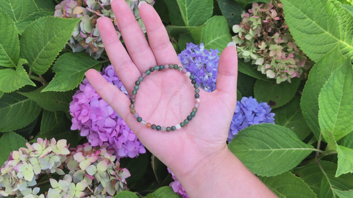 Indian Agate 4mm Beaded Gemstone Bracelet Video