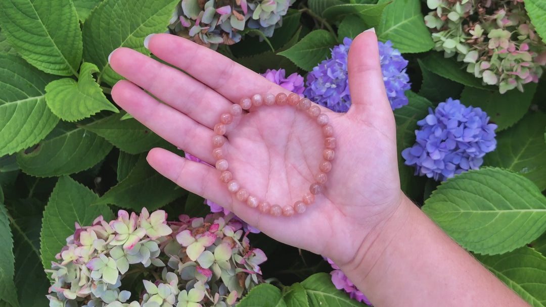 Sunstone 6mm Beaded Gemstone Bracelet Video