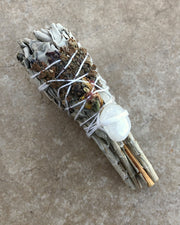 White Sage with Lavender and Quartz Crystal
