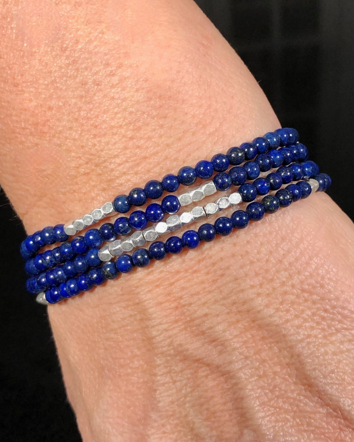 Lapis Lazuli With Silver Accents Gemstone Wrap