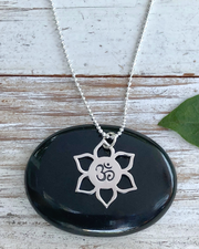 Sterling Silver Om Lotus Necklace