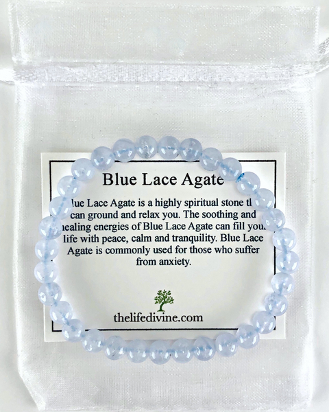 Blue Lace Agate 6mm Gemstone Bracelet