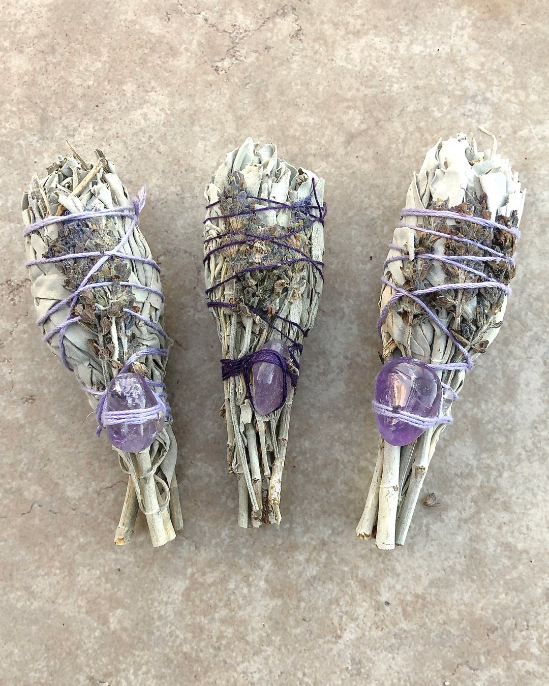 White Sage with Lavender and Amethyst Crystal