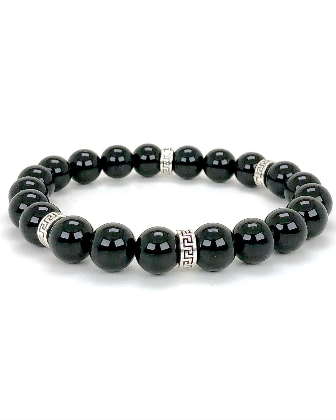 Men's Black Agate 10mm Beaded Gemstone Bracelet