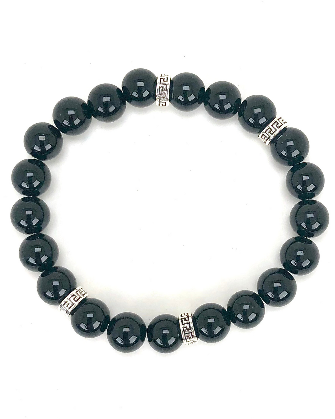 Men's Black Agate 10mm Beaded Gemstone Bracelet