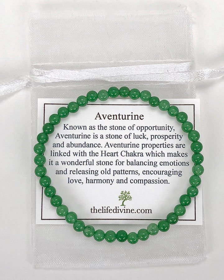 Aventurine 4mm Gemstone Bracelet with Description card