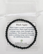 Children's Black Agate 4mm Gemstone Bracelet