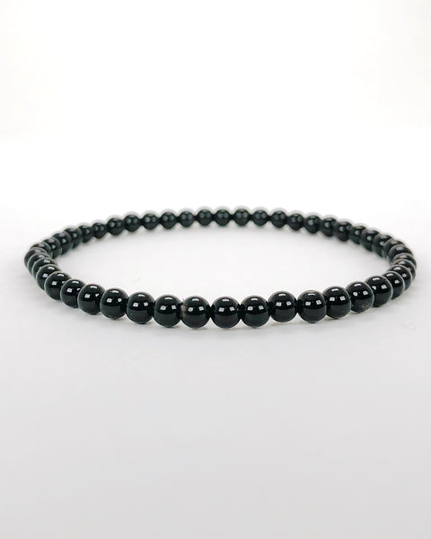 Men's Black Agate 4mm Gemstone Bracelet