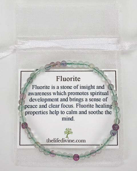 Fluorite Mini 4mm Gemstone Bracelet
