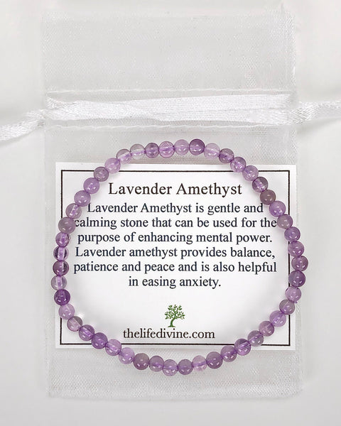Men's Lavender Amethyst Mini 4mm Gemstone Bracelet