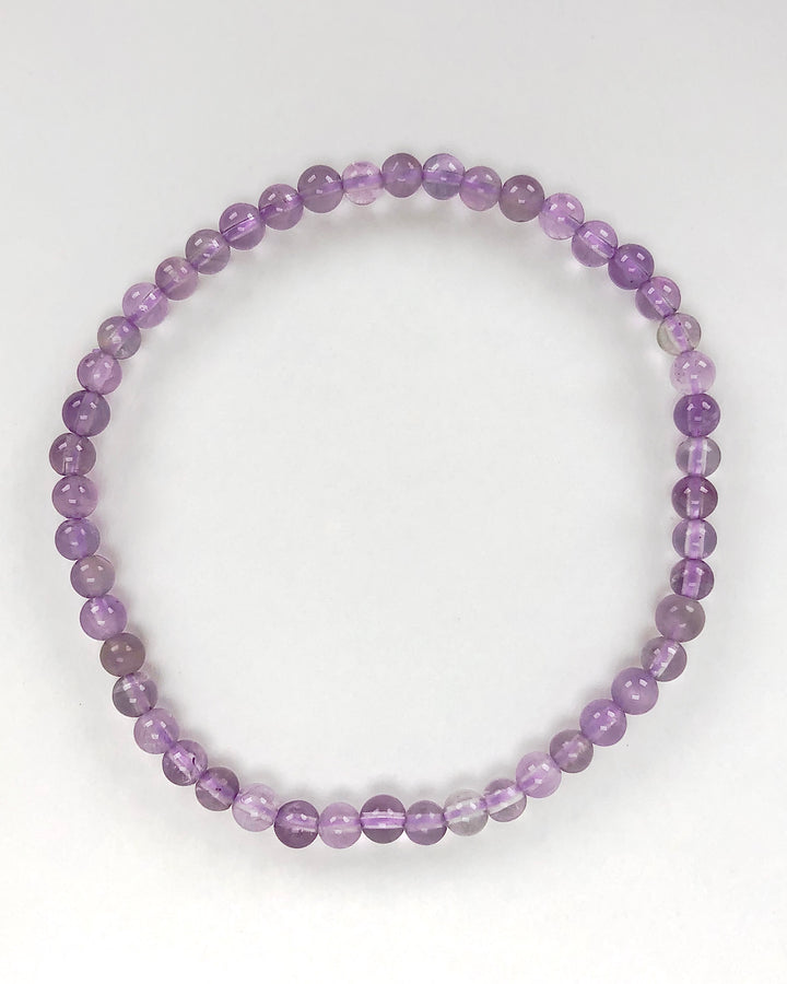 Lavender Amethyst 4mm Gemstone Bracelet on a white background