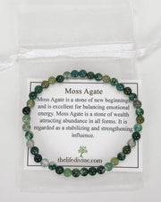 Men's Moss Agate Mini 4mm Gemstone Bracelet