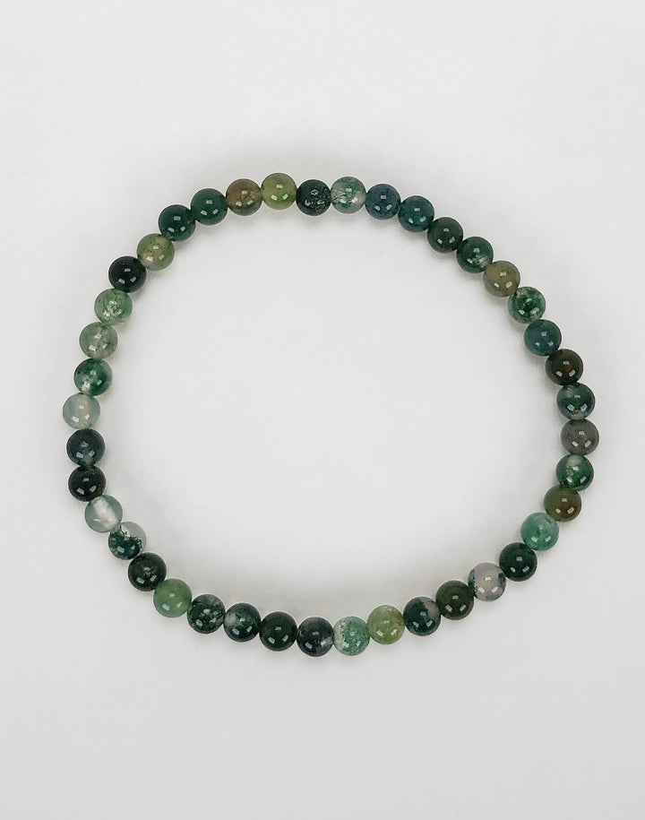 Moss Agate 4mm Gemstone Bracelet