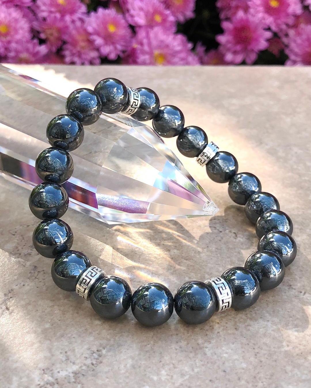 Men's Hematite 10mm Beaded Gemstone Bracelet