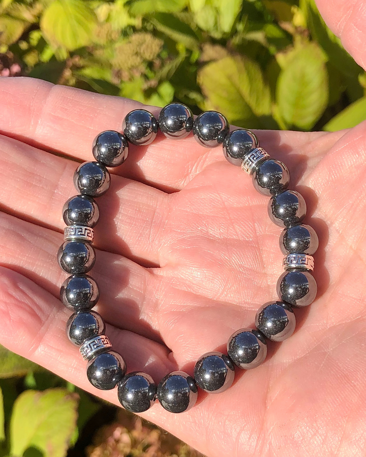 Men's Hematite 10mm Beaded Gemstone Bracelet