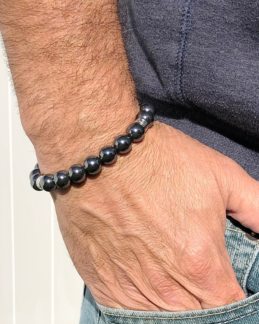 Men's Hematite 10mm Beaded Gemstone Bracelet