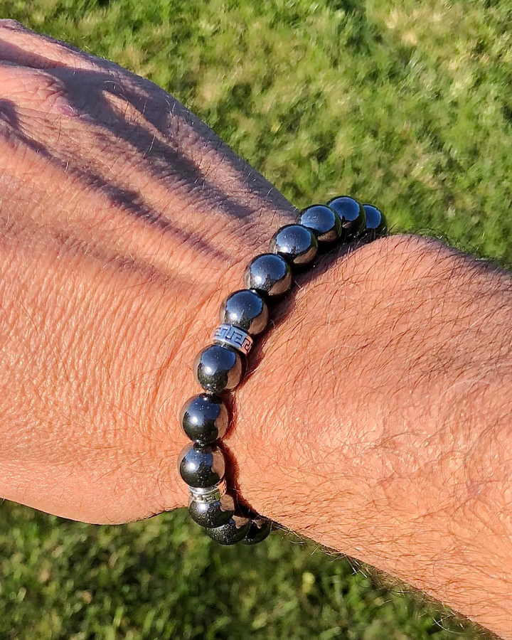 Men's Hematite 10mm Beaded Gemstone Bracelet