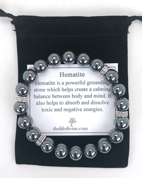 Men's Hematite 10mm Beaded Gemstone Bracelet