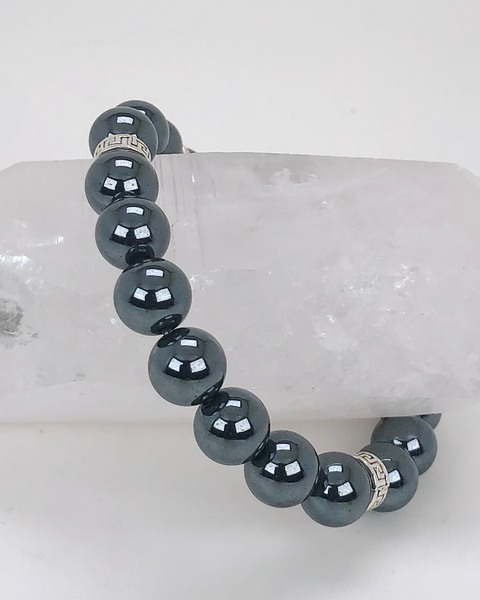 Men's Black Agate 10mm Beaded Gemstone Bracelet