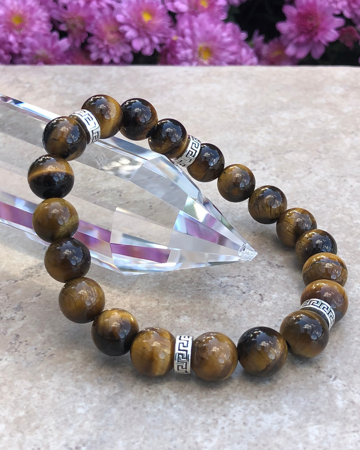 Men's Tiger Eye 10mm Beaded Gemstone Bracelet