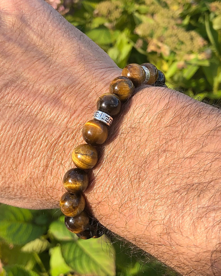 Men's Tiger Eye 10mm Beaded Gemstone Bracelet