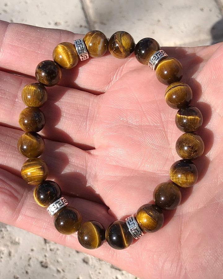 Men's Tiger Eye 10mm Beaded Gemstone Bracelet