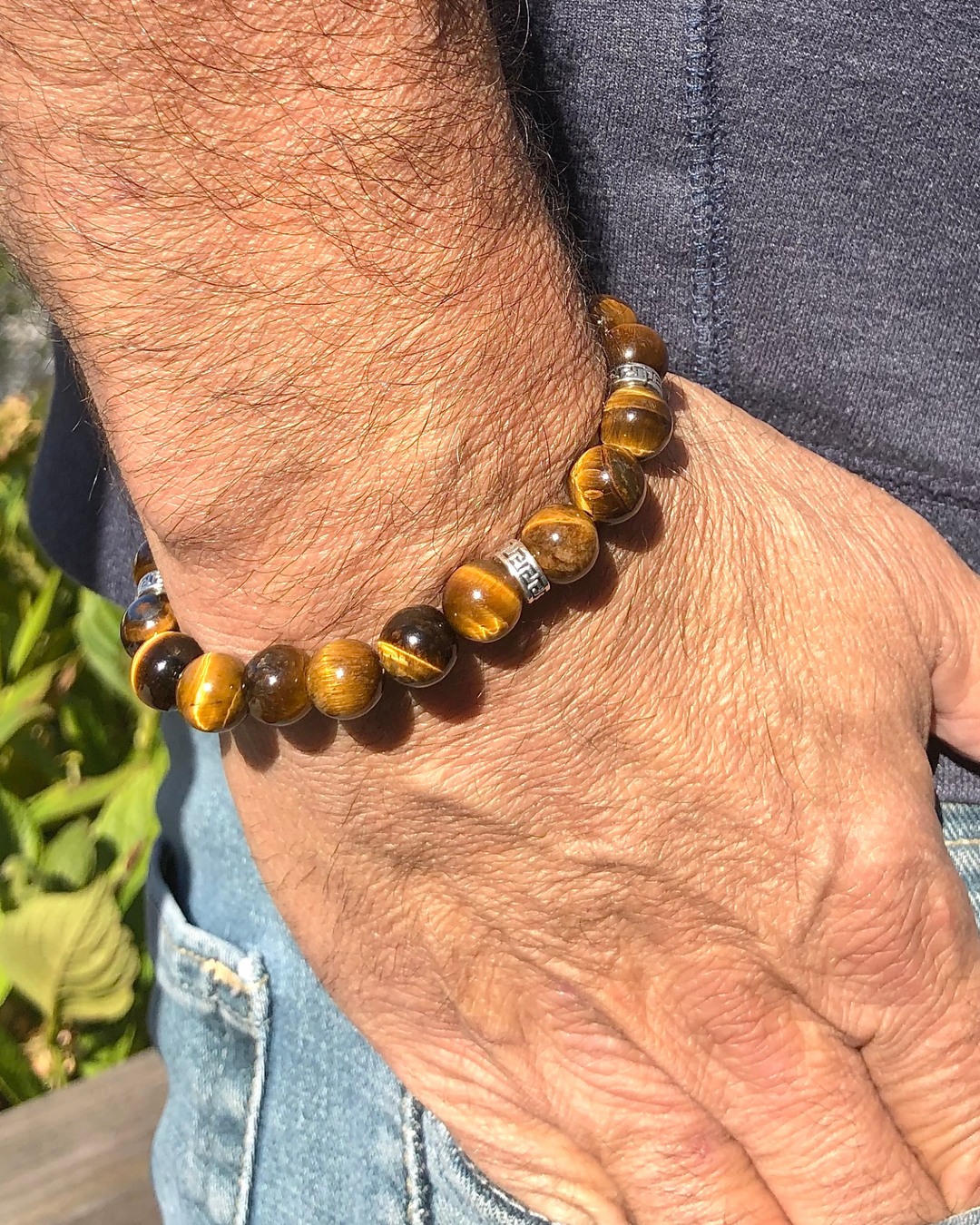 Men's Tiger Eye 10mm Beaded Gemstone Bracelet