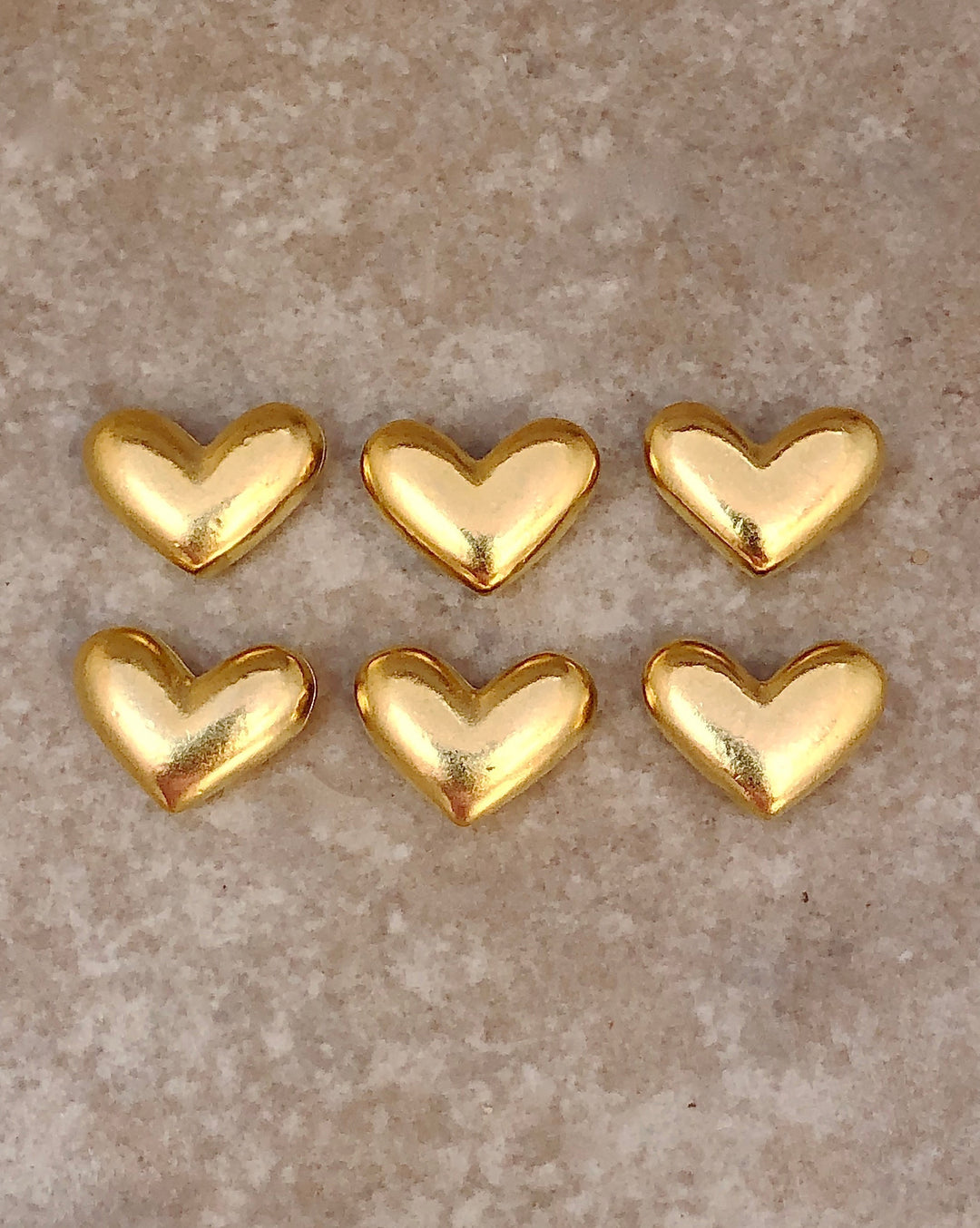 6 Gold Heart Pocket Tokens