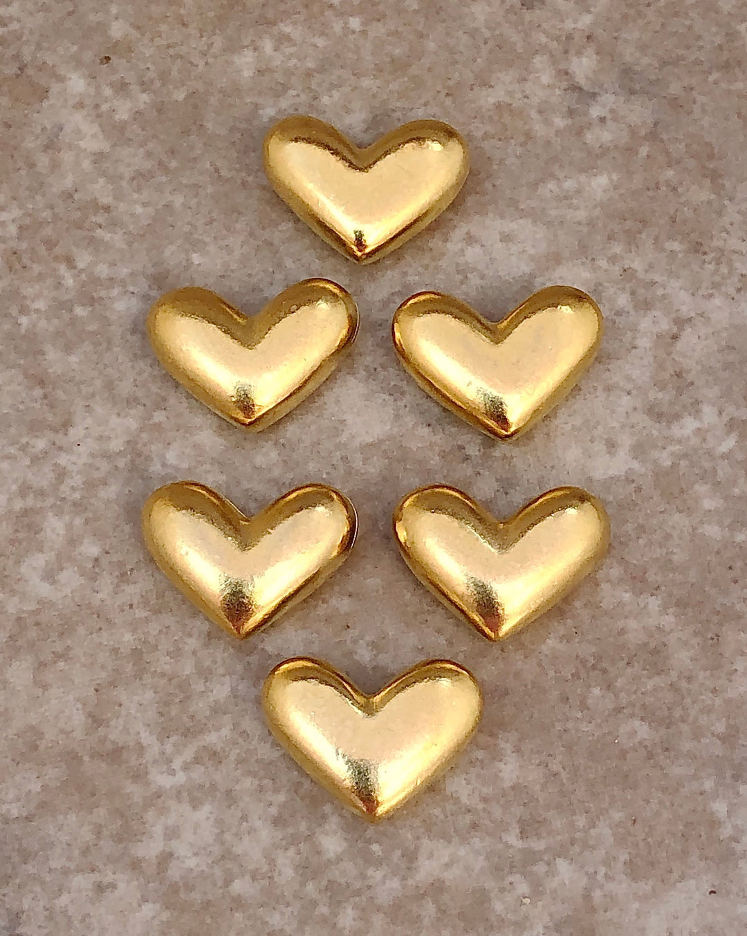 6 Golden Heart Pocket Tokens