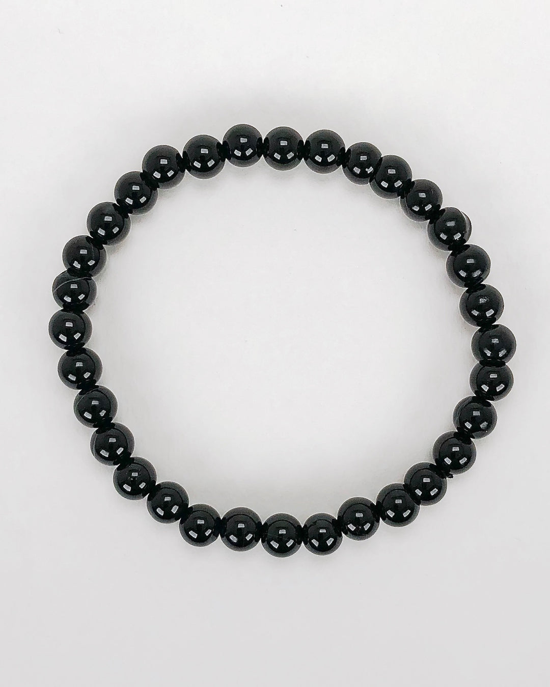 Black Agate 6mm Beaded Gemstone Bracelet