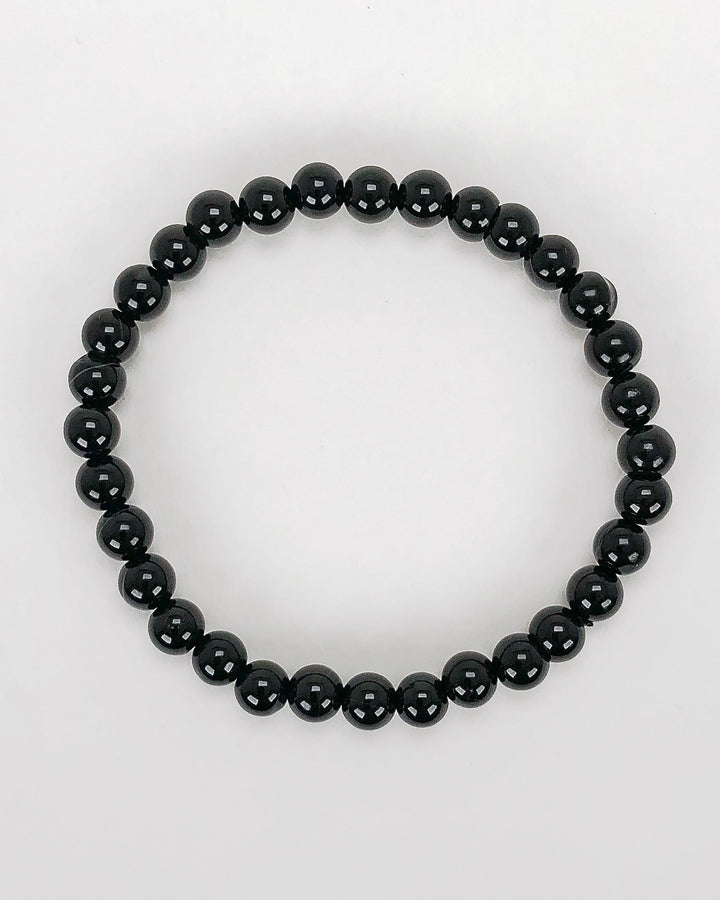 Black Agate 6mm Beaded Gemstone Bracelet