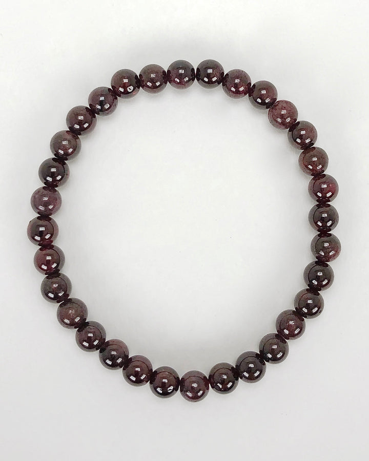 Garnet 6mm Beaded Gemstone Bracelet