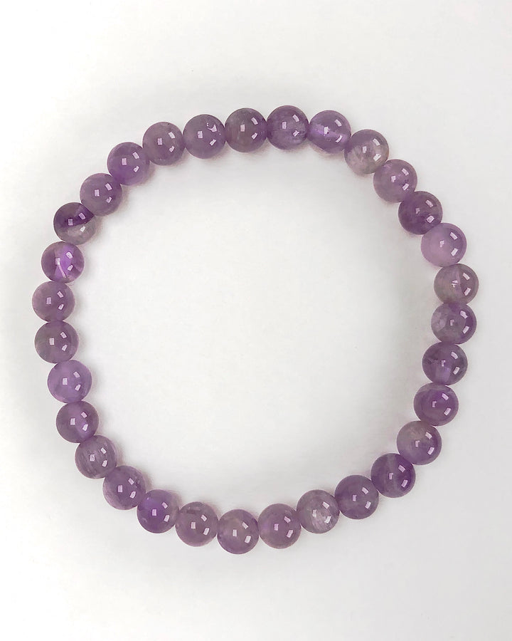 Lavender Amethyst 6mm Beaded Gemstone Bracelet