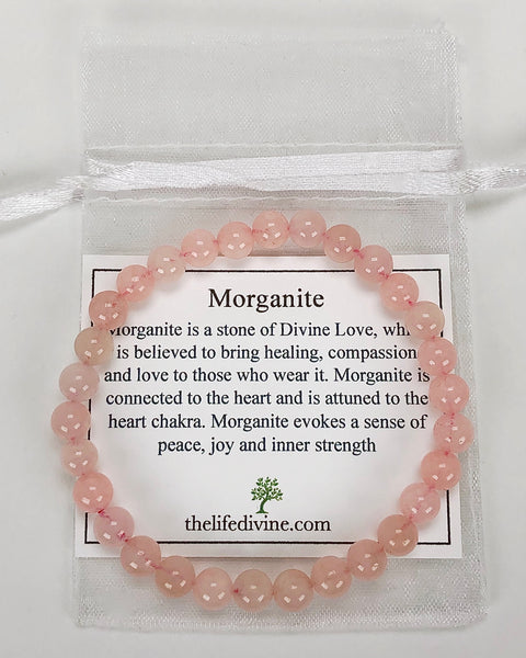 Morganite 6mm Gemstone Bracelet