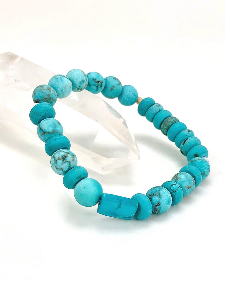 Turquoise gemstone Bracelet on quartz crystal