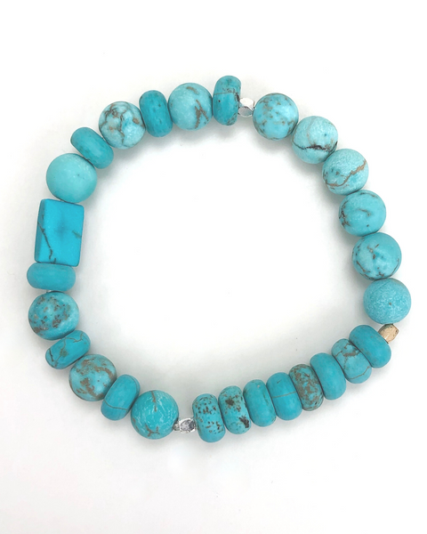 Turquoise gemstone elastic Bracelet from above
